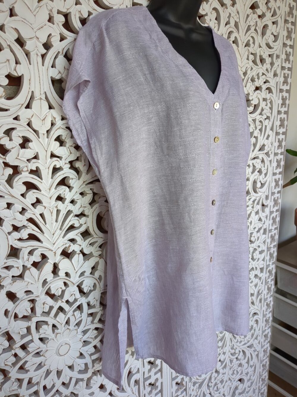 S Jones New York Light Purple Button Up Sleeveless Tunic Top - Picture 2 of 7